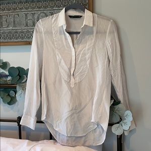 Zara woman can dress shirt , stripes